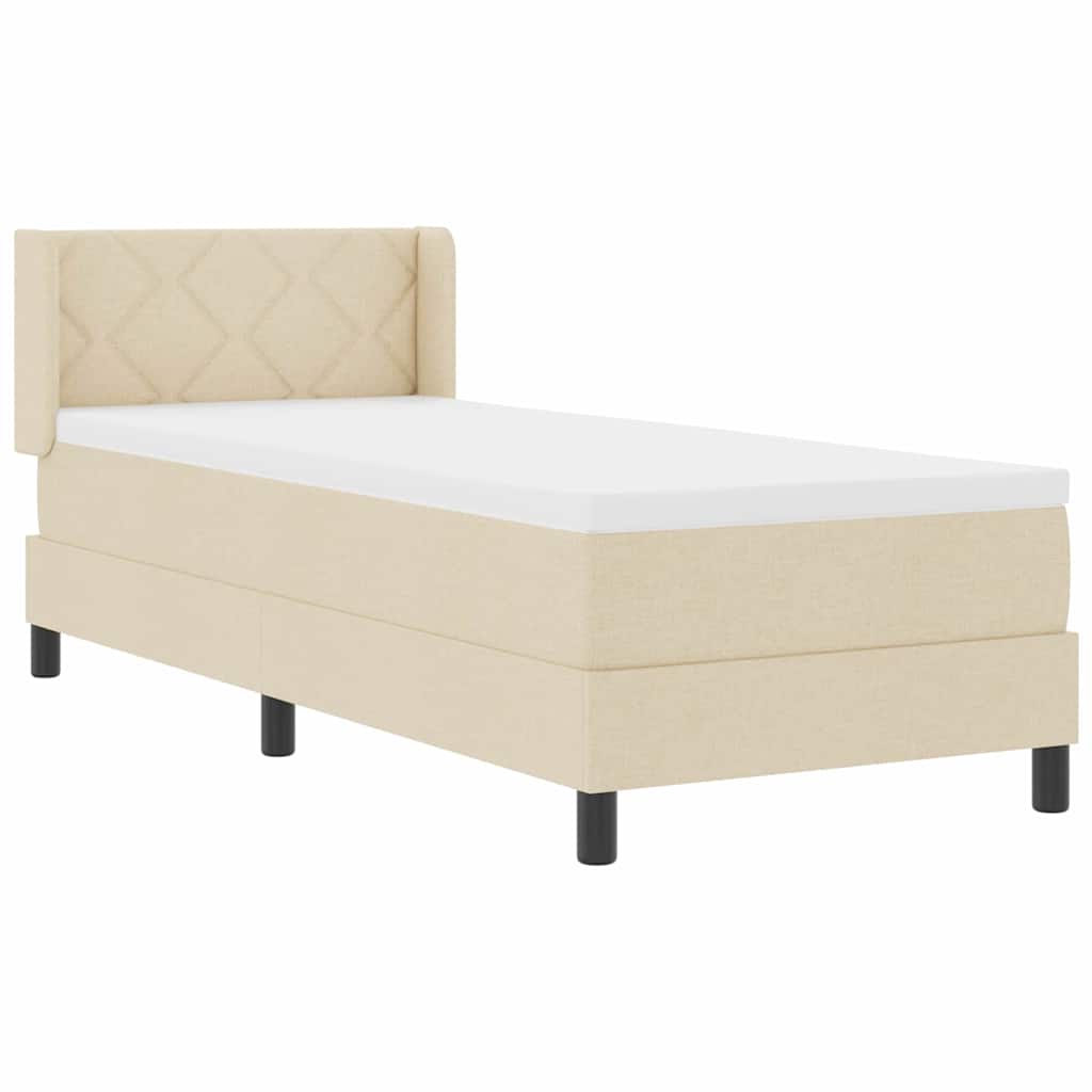Krevet s opruga kutije s uzglavljem Krema 200 x 80 cm tkanina