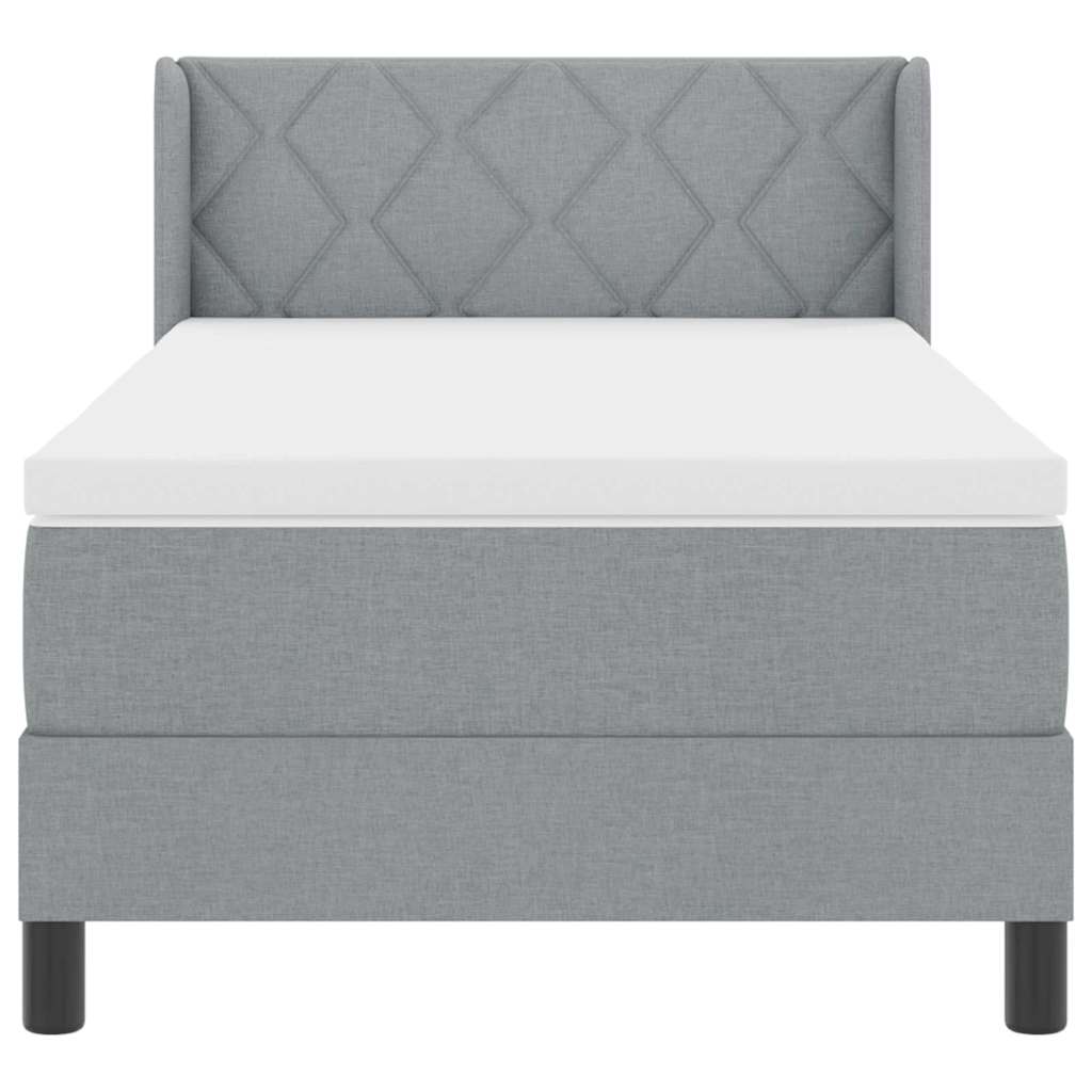 Krevet s opruga kutije Svijetlo siva 190 x 90 cm tkanina