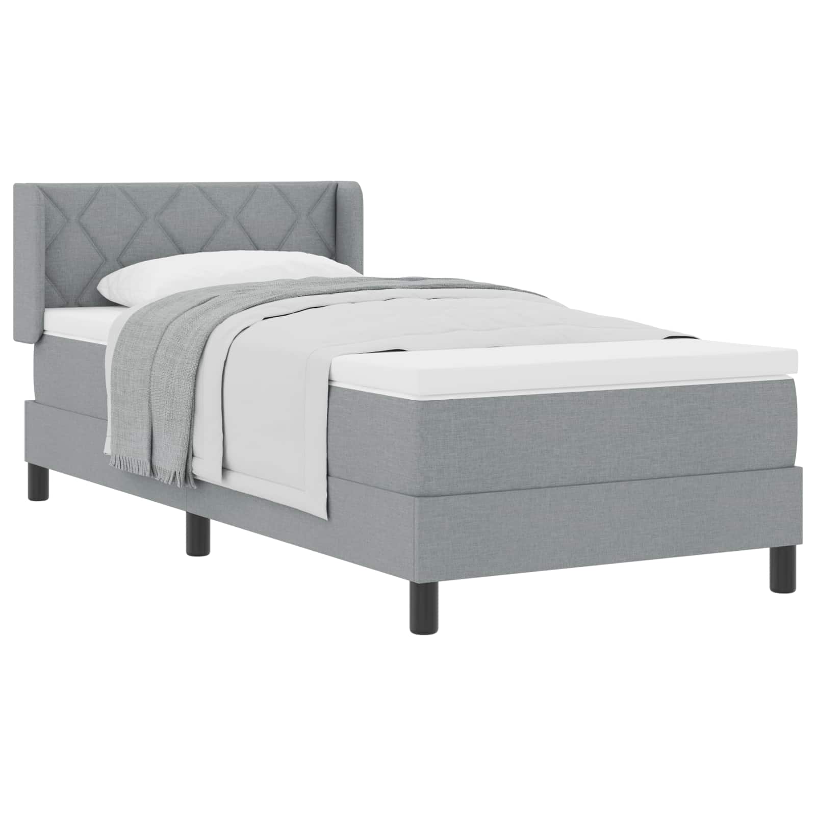 Krevet s opruga kutije Svijetlo siva 200 x 90 cm tkanina