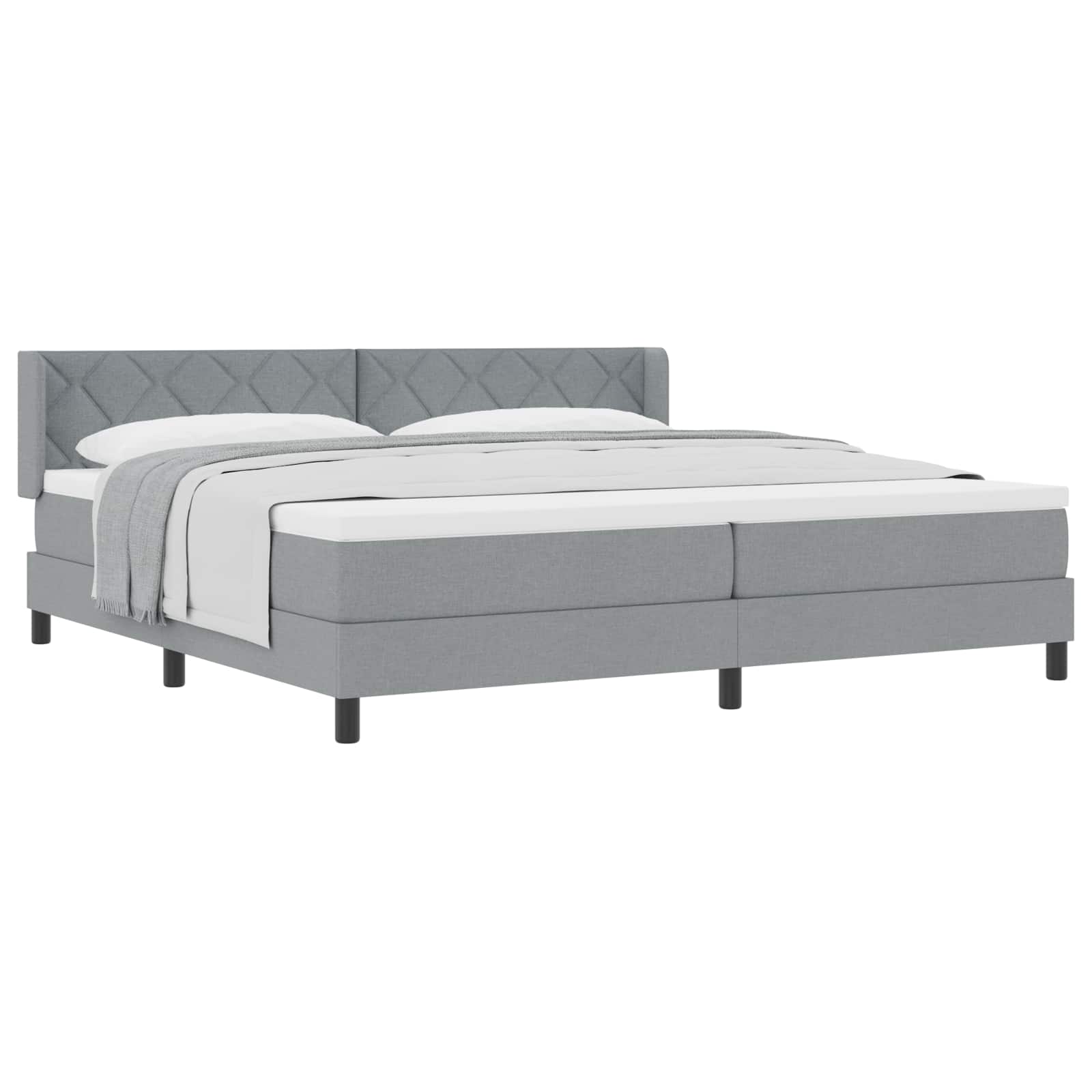 Krevet s opruga kutije Svijetlo siva 200 x 200 cm tkanina