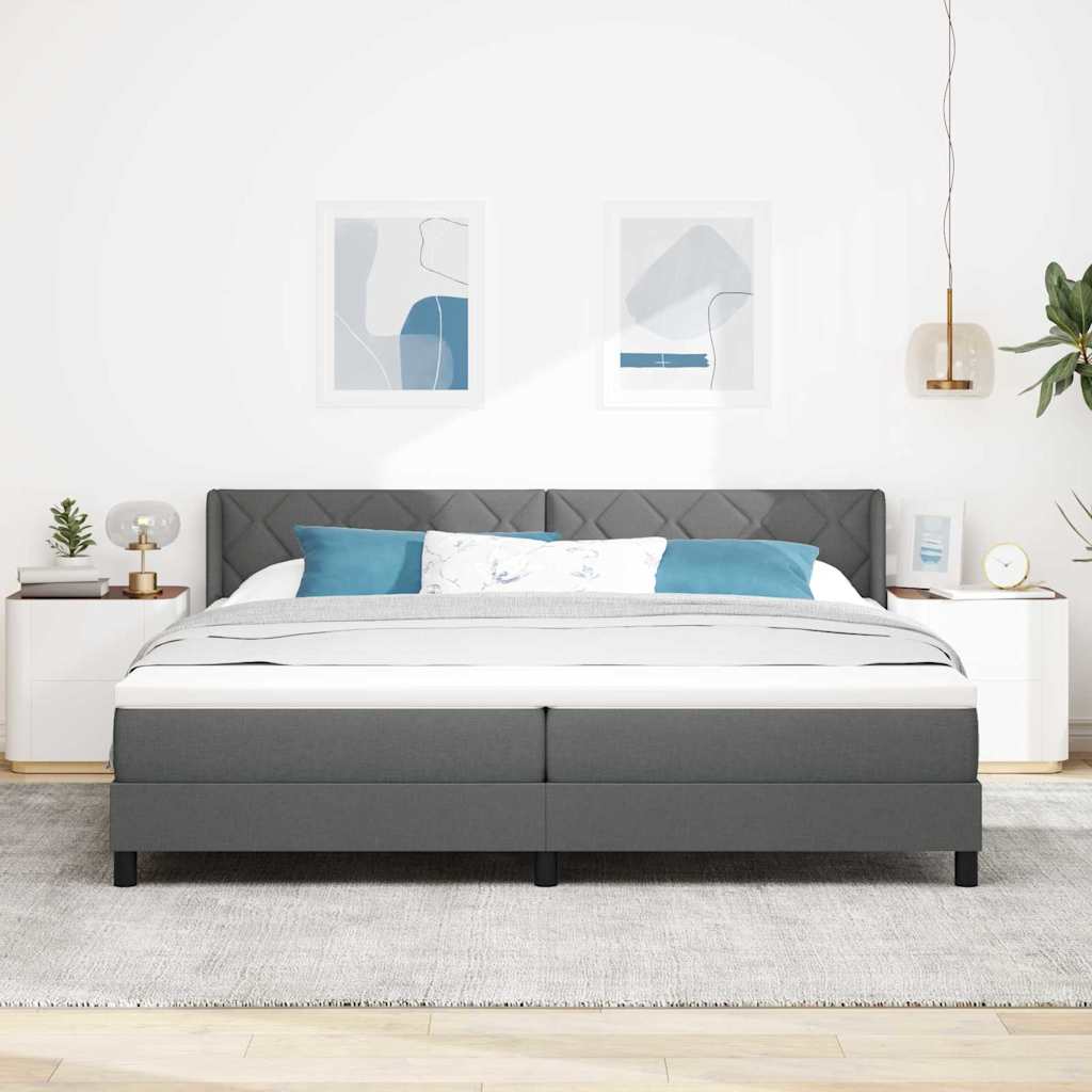Krevet s opruga kutije Tamno siva 200 x 200 cm tkanina