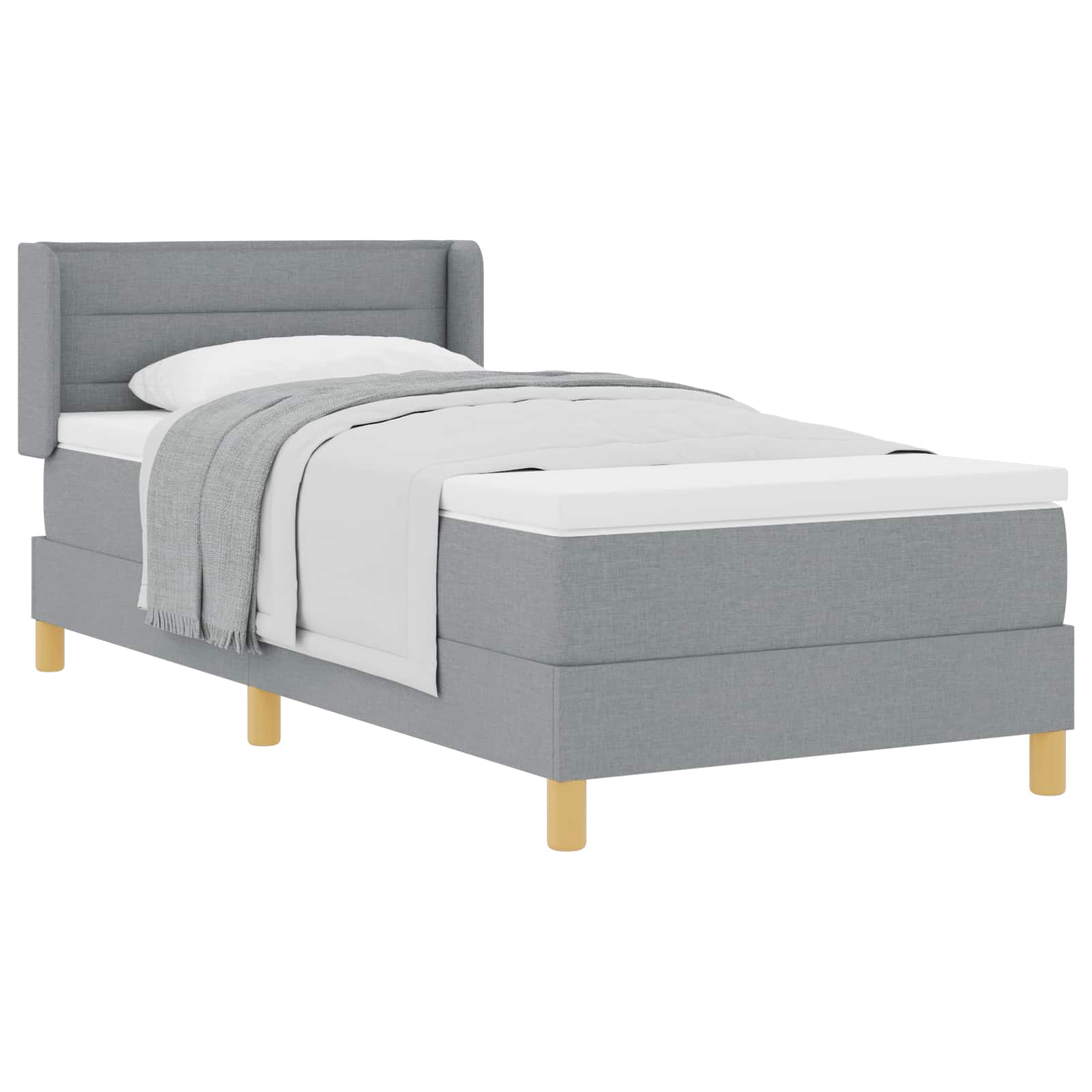 Krevet s opruga kutije Svijetlo siva 200 x 90 cm tkanina