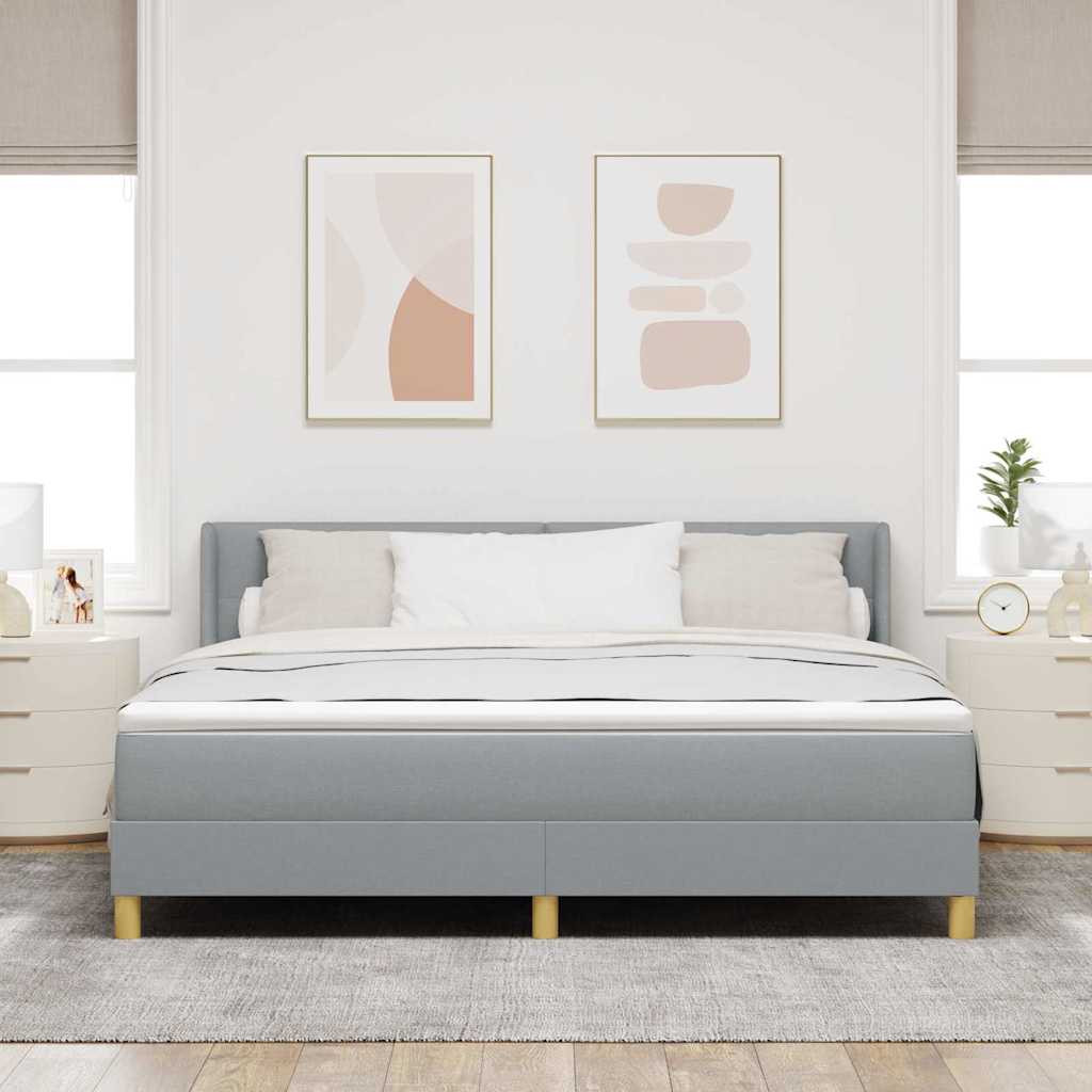 Krevet s opruga kutije Svijetlo siva 200 x 180 cm tkanina