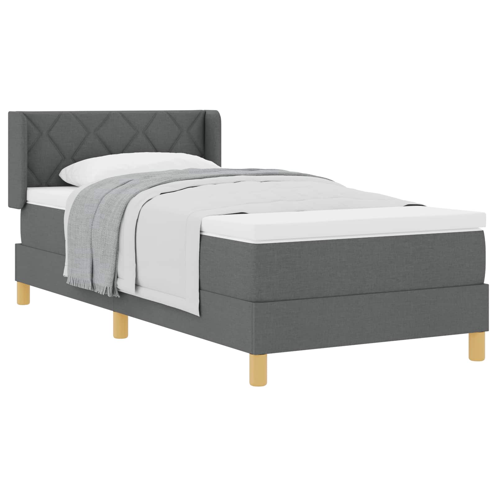 Krevet s opruga kutije Tamno siva 190 x 90 cm Poliester