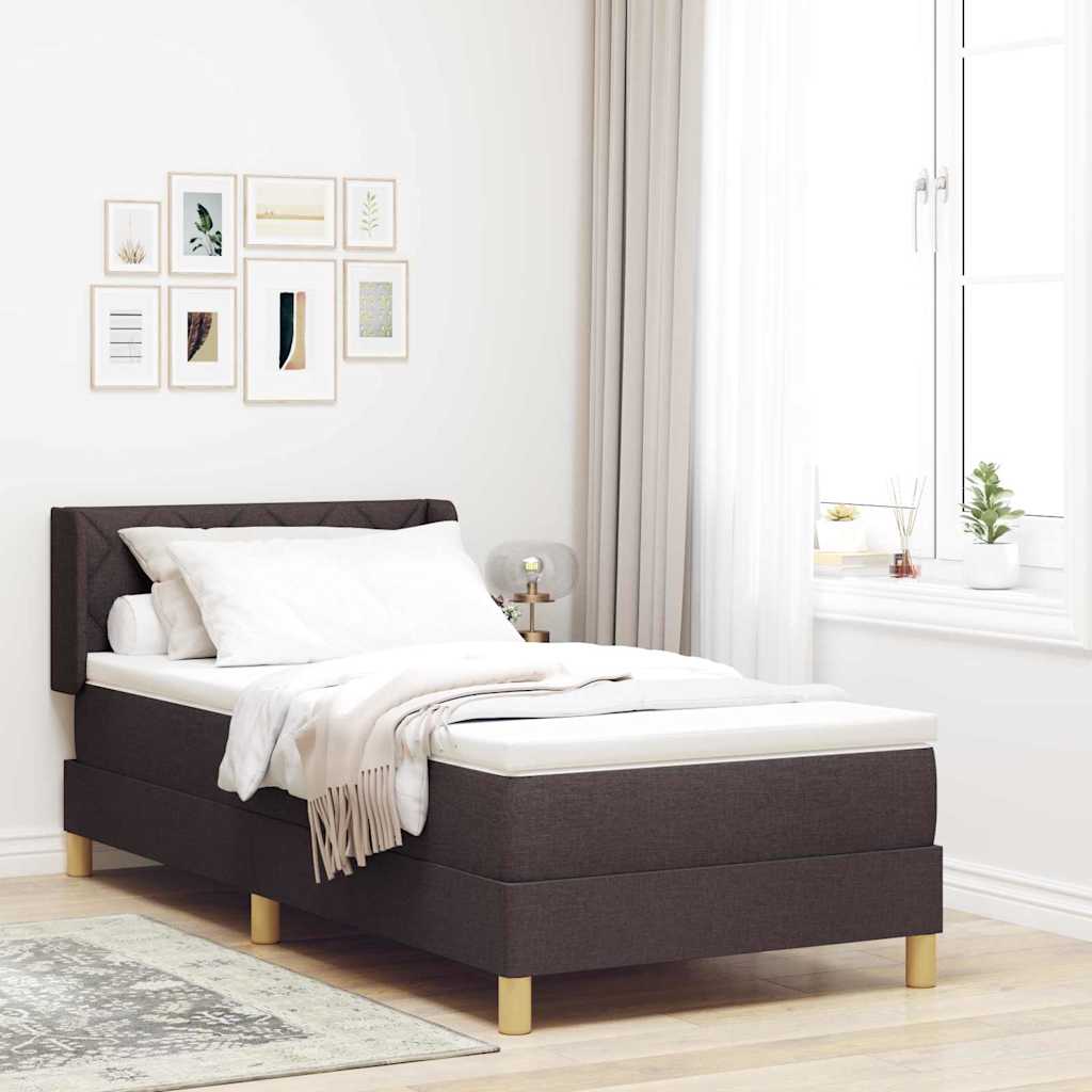Krevet s opruga kutije Tamno smeđa 200 x 90 cm tkanina