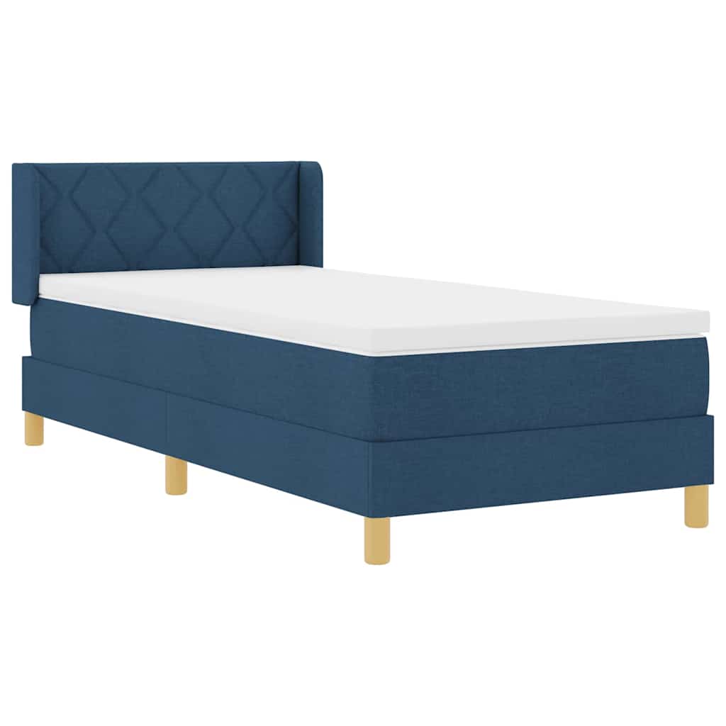 Krevet s opruga kutije s uzglavljem Plava 200 x 90 cm tkanina