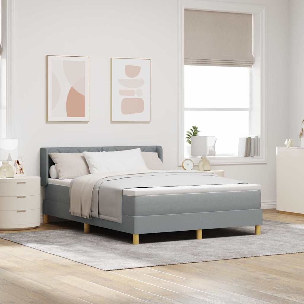 Krevet s opruga kutije Svijetlo siva 200 x 140 cm tkanina