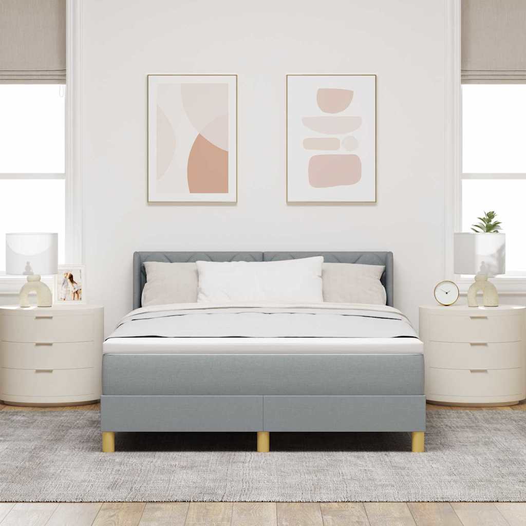 Krevet s opruga kutije Svijetlo siva 200 x 140 cm tkanina