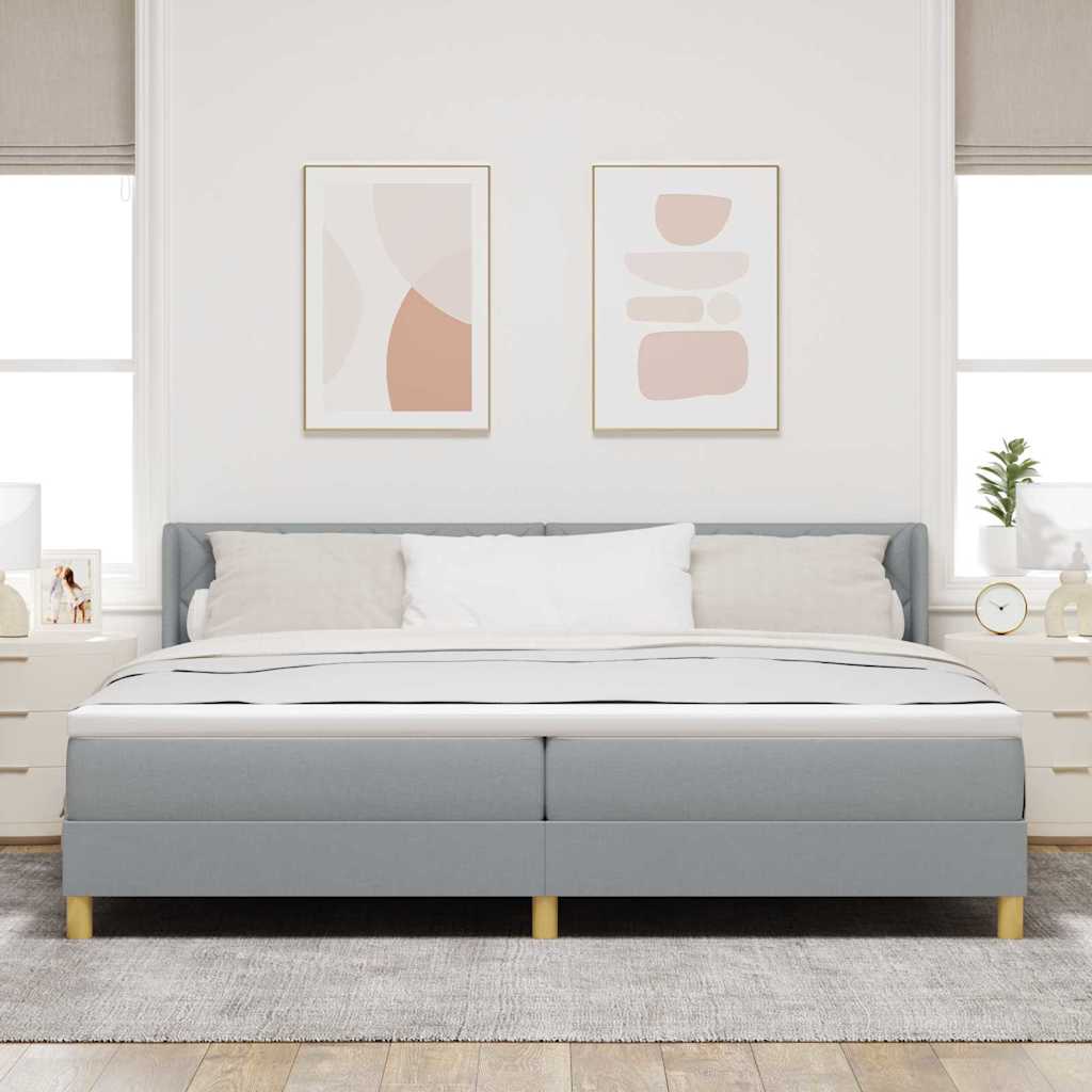 Krevet s opruga kutije Svijetlo siva 200 x 200 cm tkanina