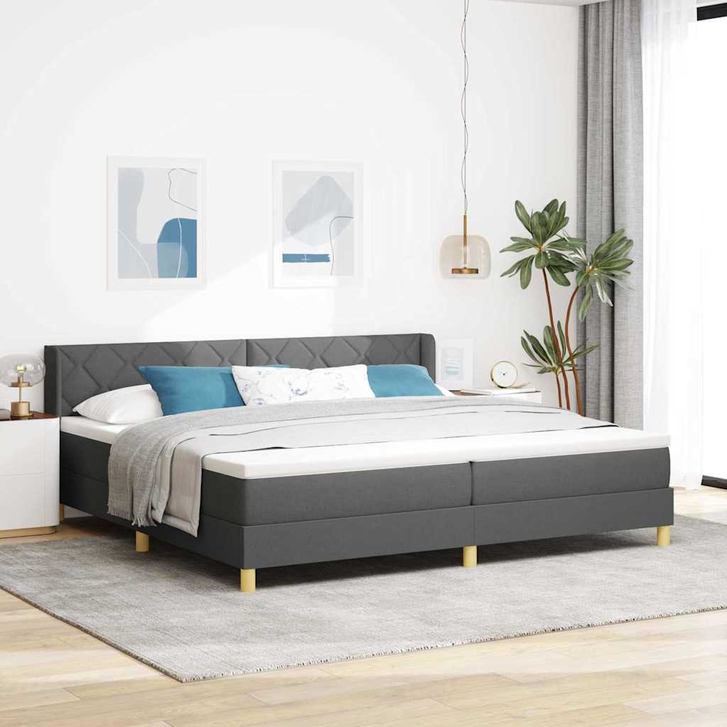 Krevet s opruga kutije Tamno siva 200 x 200 cm tkanina