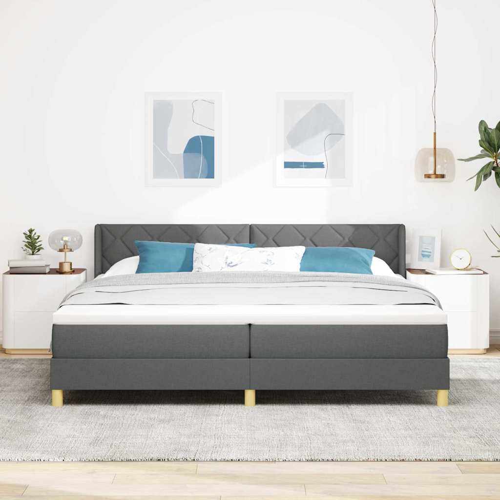 Krevet s opruga kutije Tamno siva 200 x 200 cm tkanina
