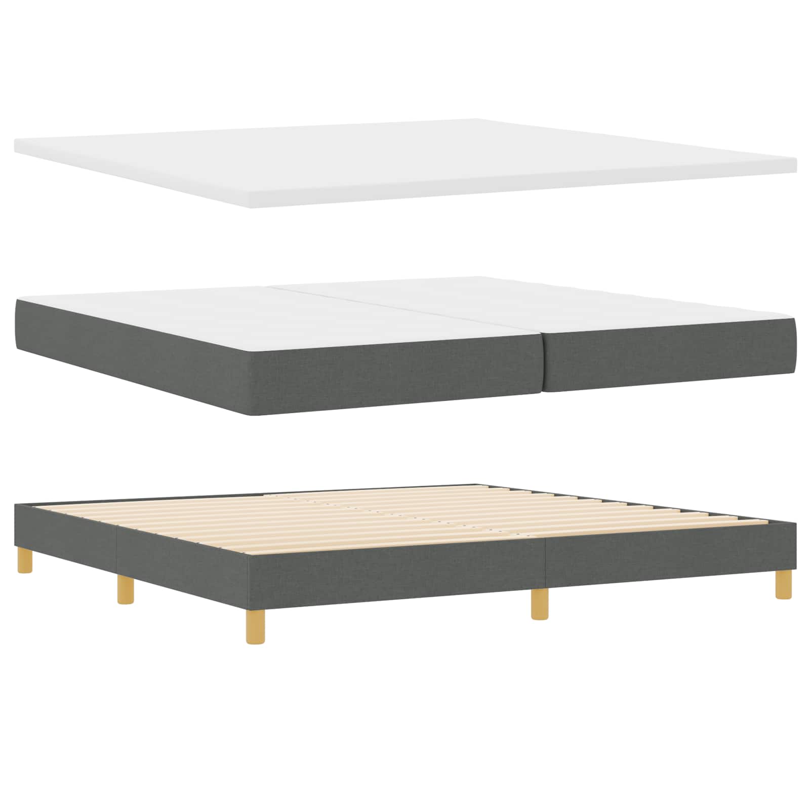 Krevet s opruga kutije Tamno siva 200 x 200 cm tkanina