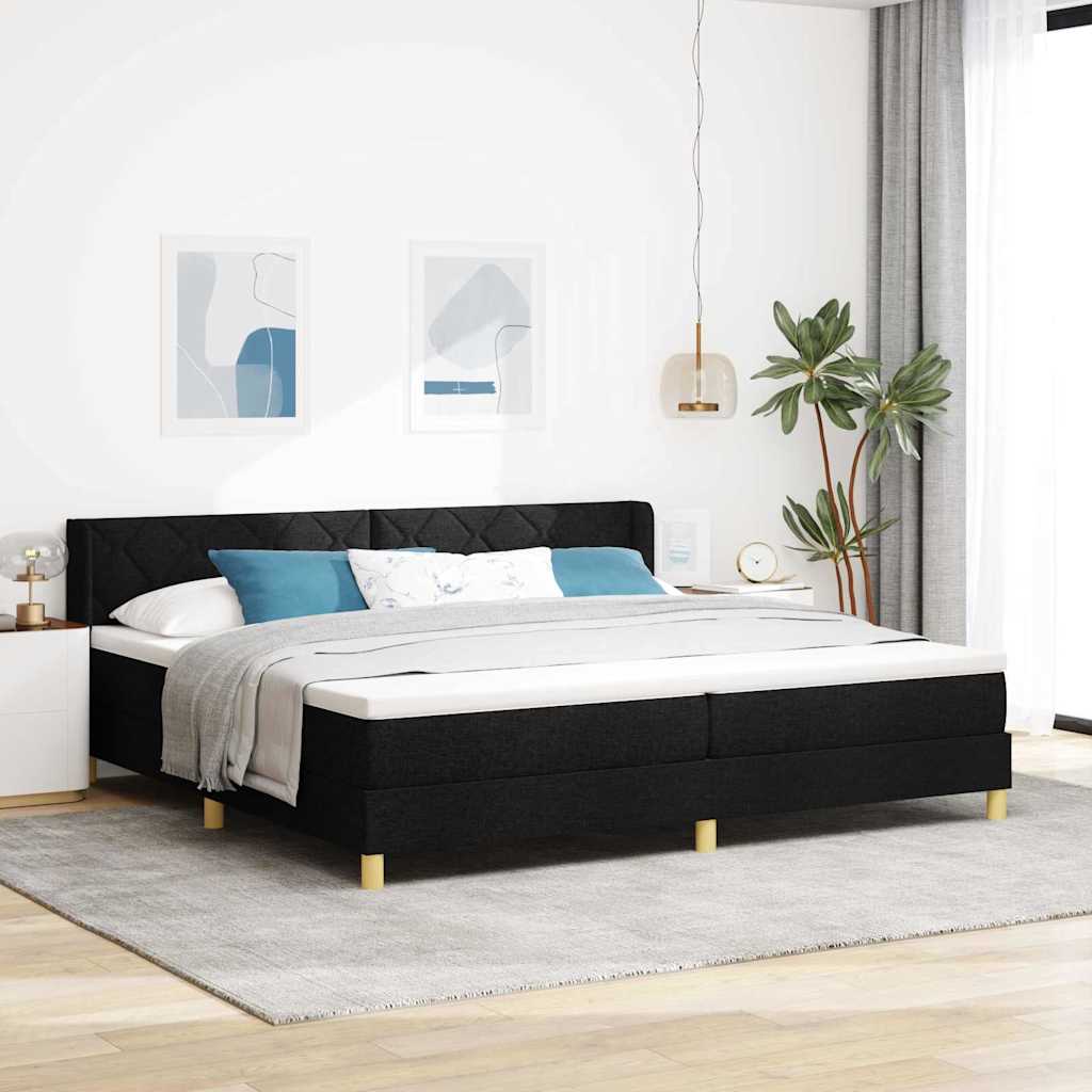 Krevet s opruga kutije s uzglavljem Crna 200 x 200 cm tkanina