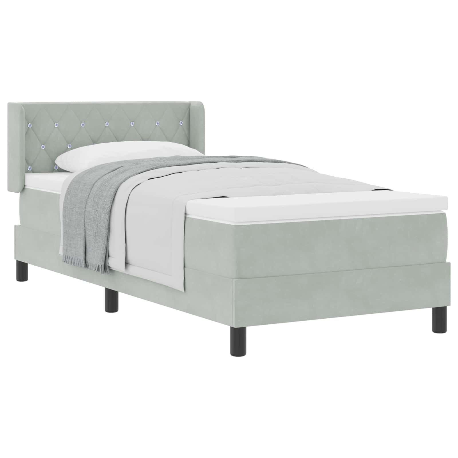 Krevet s opruga kutije Svijetlo siva 200 x 90 cm Baršun