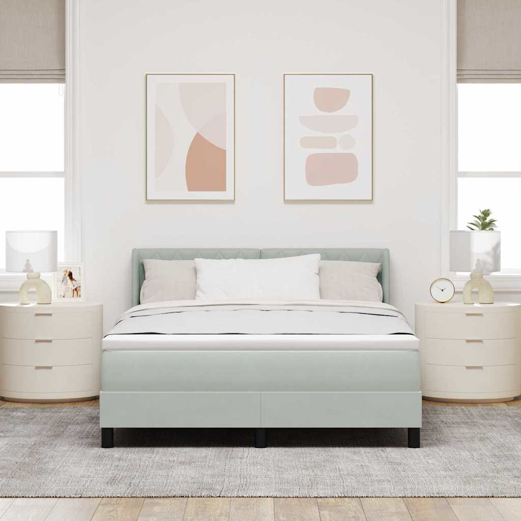 Krevet s opruga kutije Svijetlo siva 200 x 160 cm Baršun