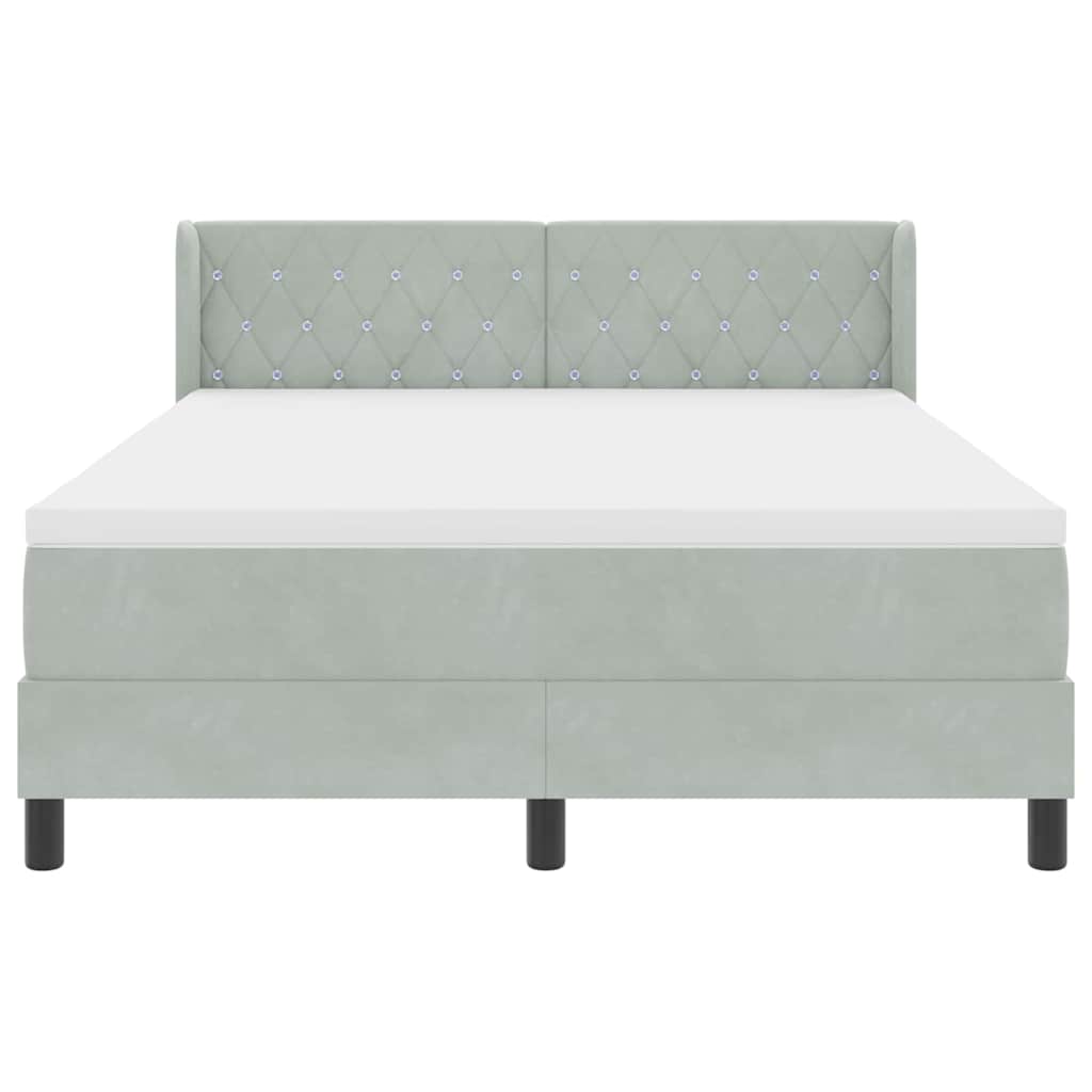 Krevet s opruga kutije Svijetlo siva 200 x 160 cm Baršun