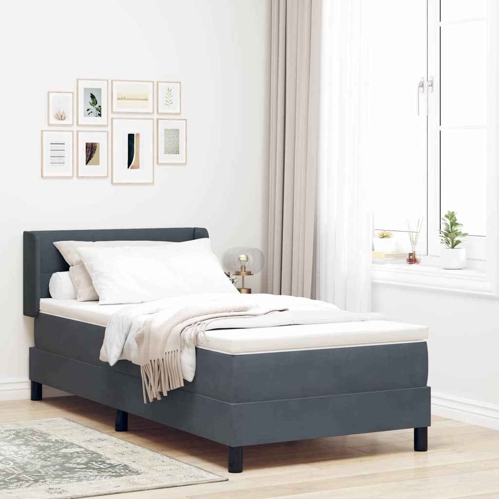 Krevet s opruga kutije Tamno siva 200 x 80 cm Baršun