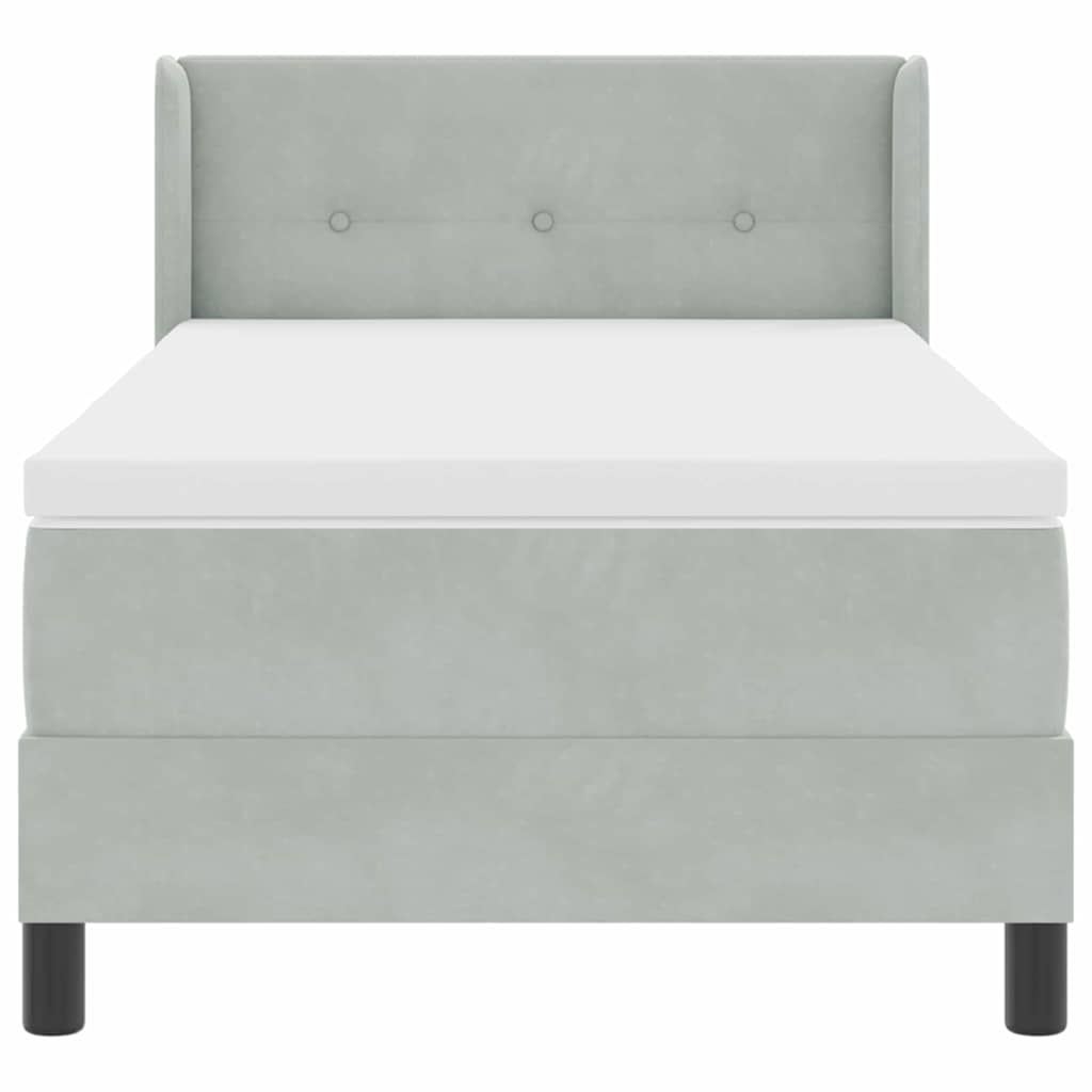 Krevet s opruga kutije Svijetlo siva 200 x 90 cm Baršun