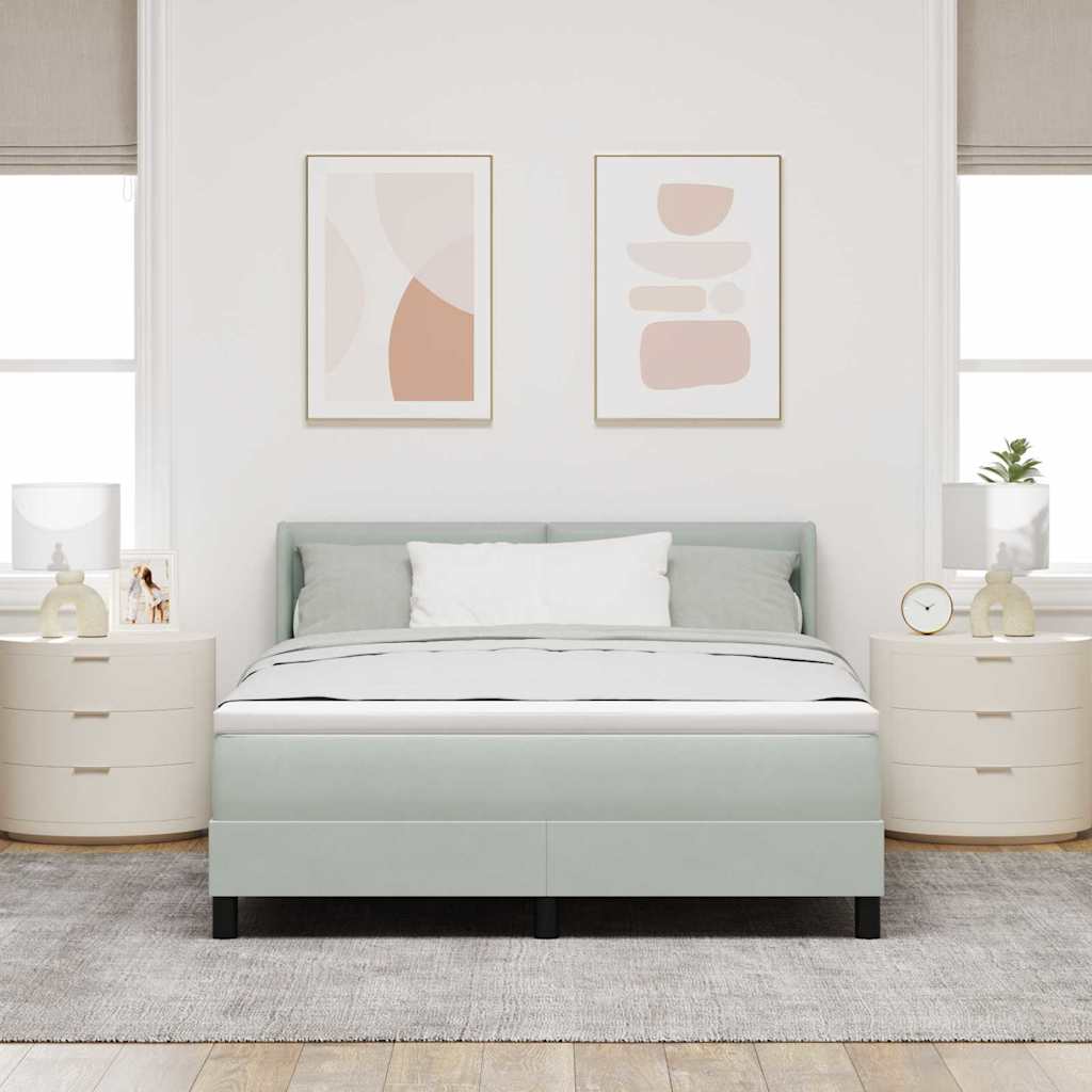 Krevet s opruga kutije Svijetlo siva 200 x 160 cm Baršun