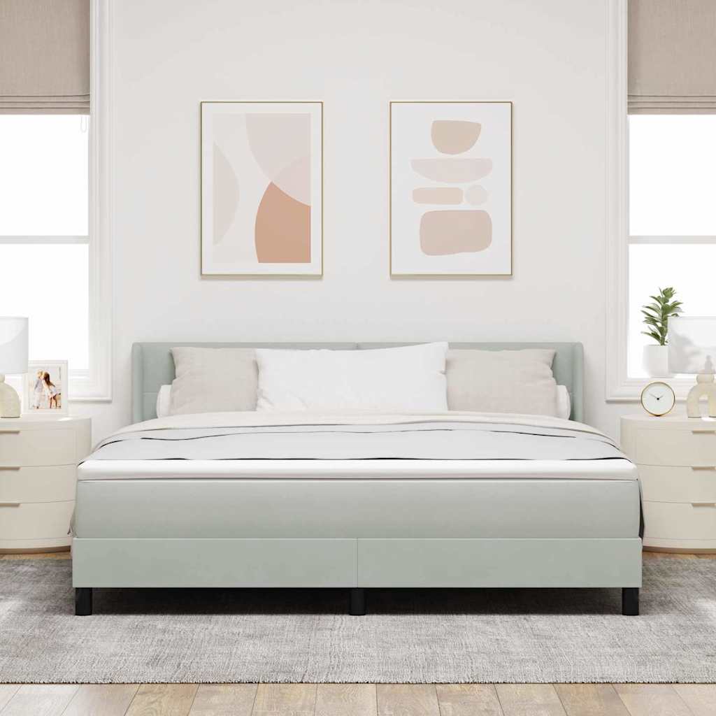 Krevet s opruga kutije Svijetlo siva 200 x 180 cm Baršun