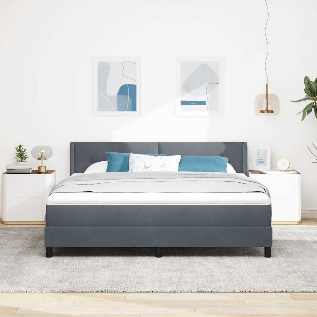 Krevet s opruga kutije Tamno siva 200 x 180 cm Baršun