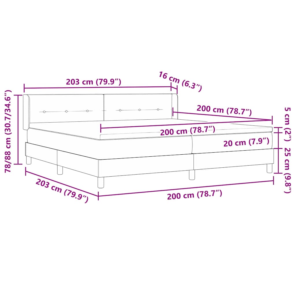 Krevet s opruga kutije Svijetlo siva 200 x 200 cm Baršun