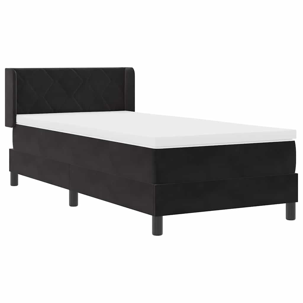 Krevet s opruga kutije s uzglavljem Crna 200 x 90 cm Baršun