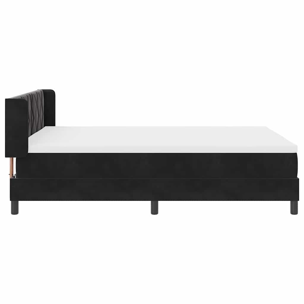Krevet s opruga kutije s uzglavljem Crna 190 x 140 cm Baršun