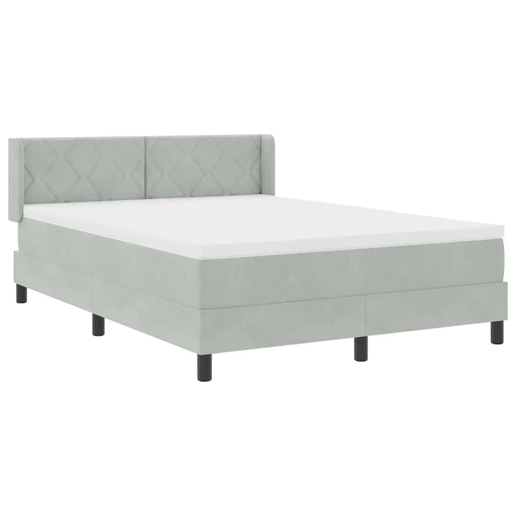 Krevet s opruga kutije Svijetlo siva 200 x 140 cm Baršun