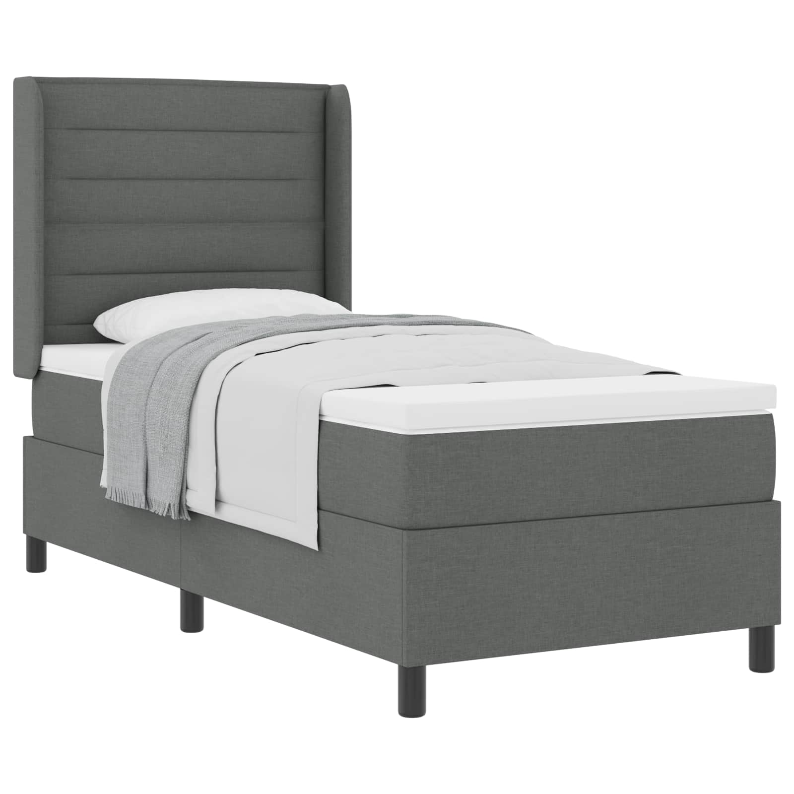 Krevet s opruga kutije Tamno siva 200 x 90 cm tkanina