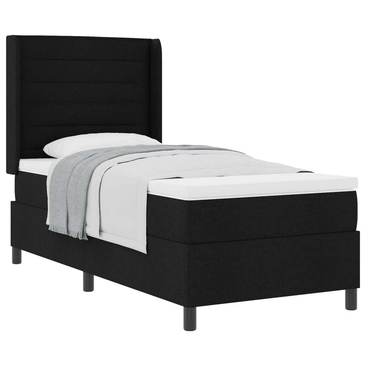 Krevet s opruga kutije s jastukom Crna 200 x 90 cm tkanina