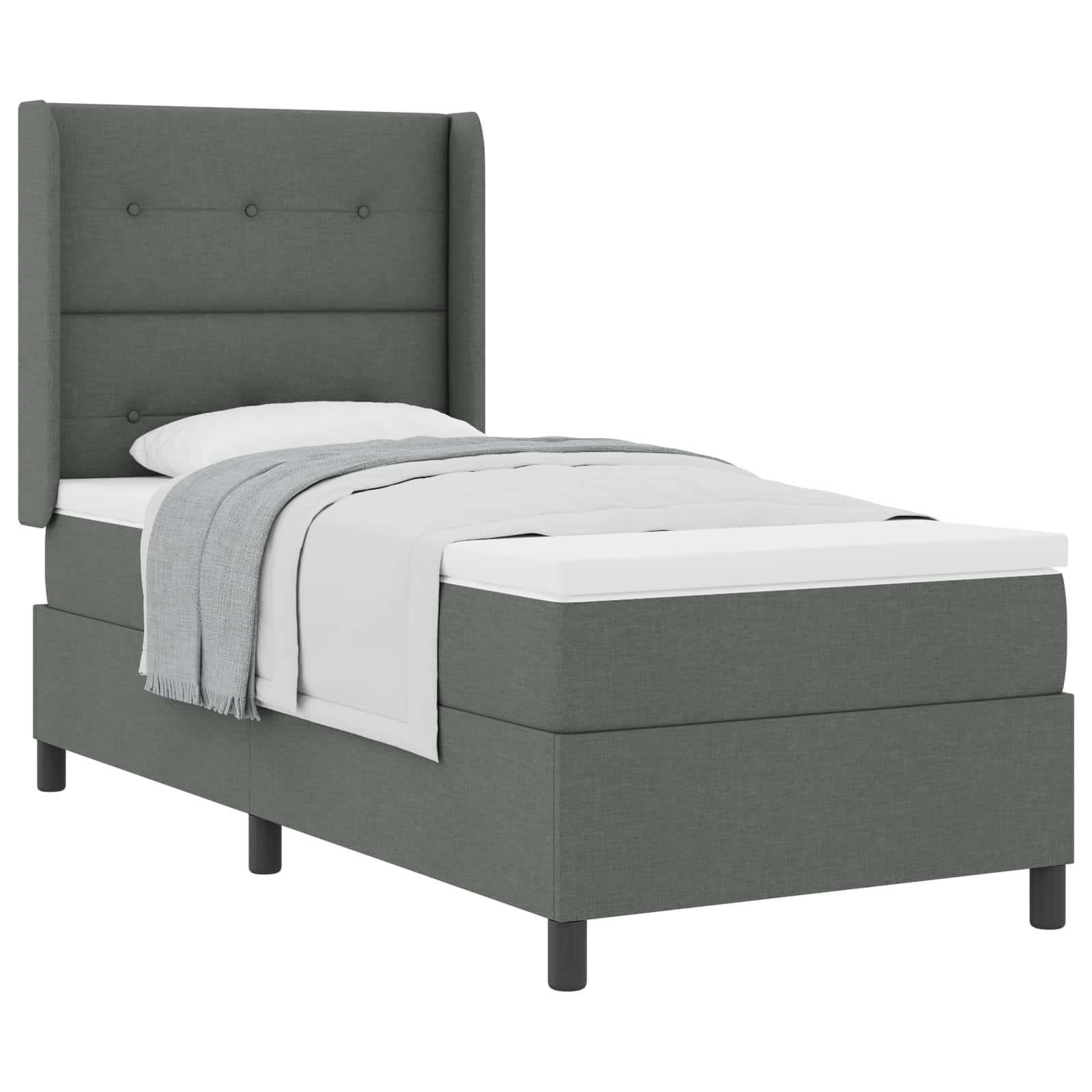 Krevet s opruga kutije Tamno siva 200 x 80 cm tkanina