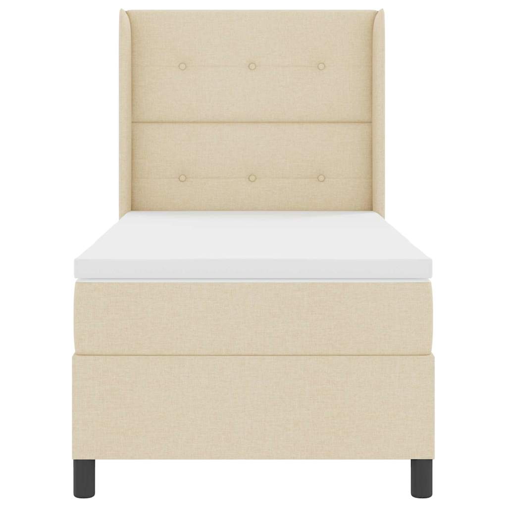 Krevet s opruga kutije s jastukom Krema 200 x 80 cm tkanina