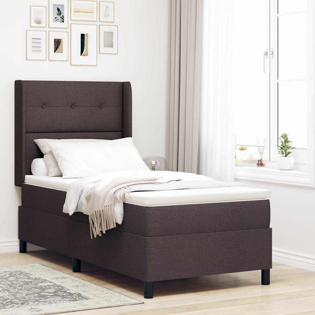 Krevet s opruga kutije Tamno smeđa 200 x 100 cm tkanina