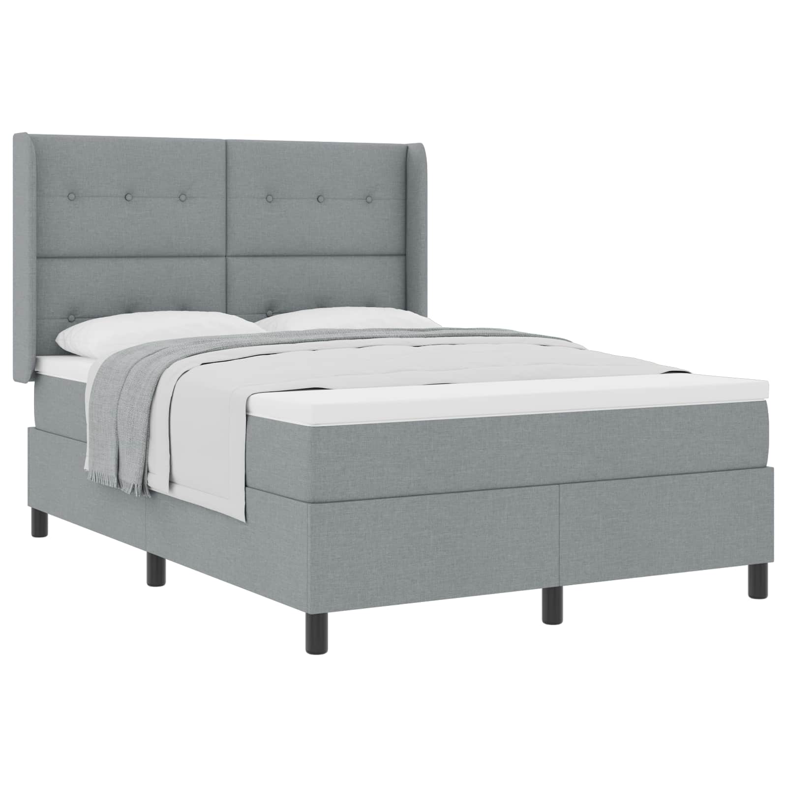 Krevet s opruga kutije Svijetlo siva 200 x 140 cm tkanina