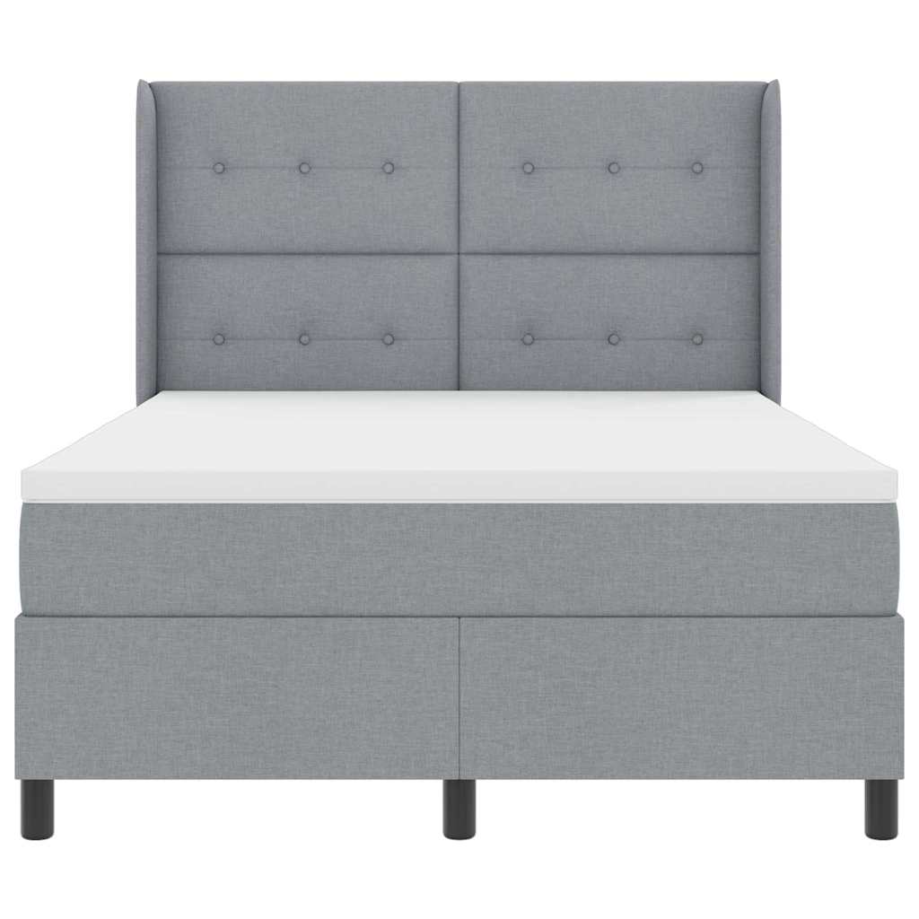 Krevet s opruga kutije Svijetlo siva 200 x 140 cm tkanina