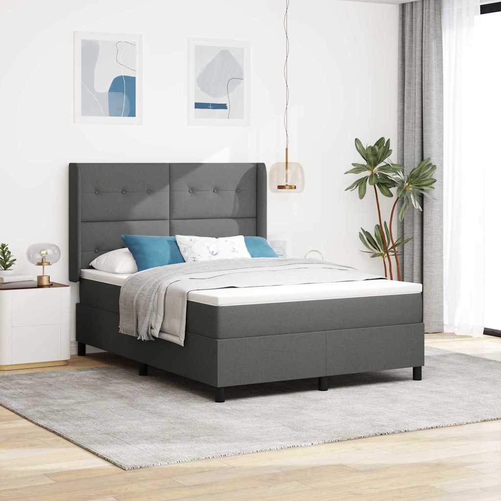 Krevet s opruga kutije Tamno siva 200 x 140 cm tkanina