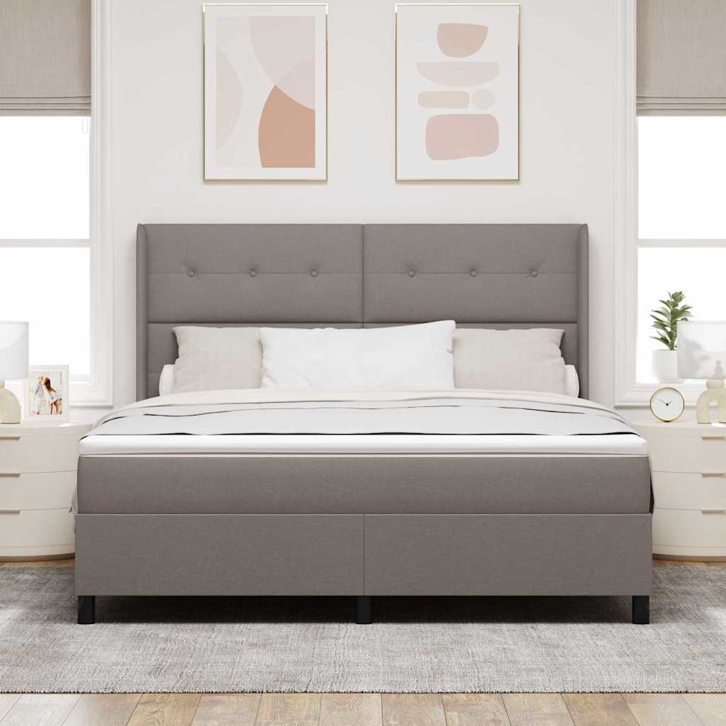 Krevet s opruga kutije Sivo-smeđa 200 x 180 cm tkanina