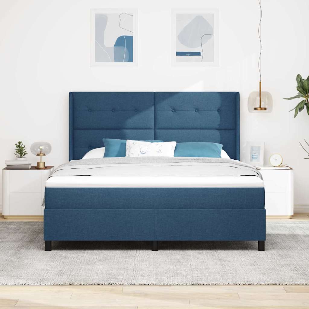 Krevet s opruga kutije s jastukom Plava 200 x 180 cm tkanina