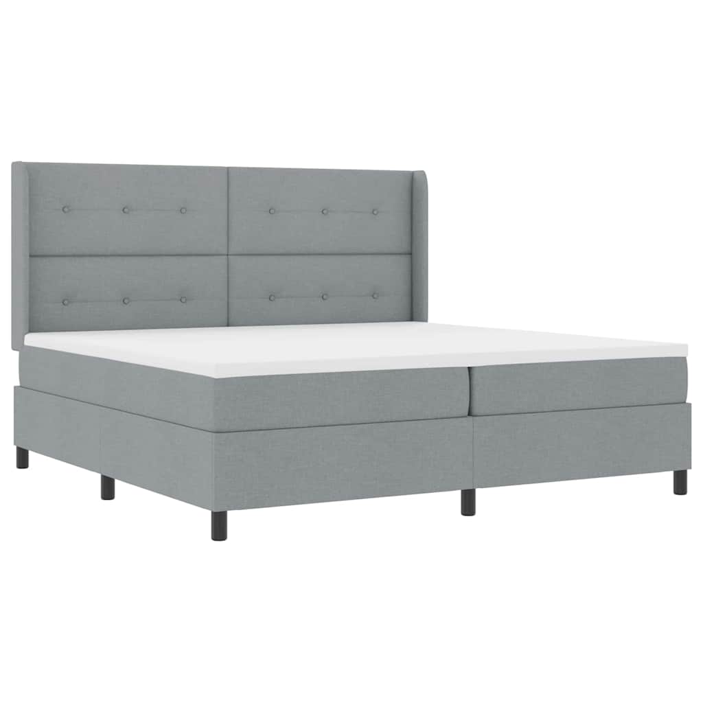 Krevet s opruga kutije Svijetlo siva 200 x 200 cm tkanina