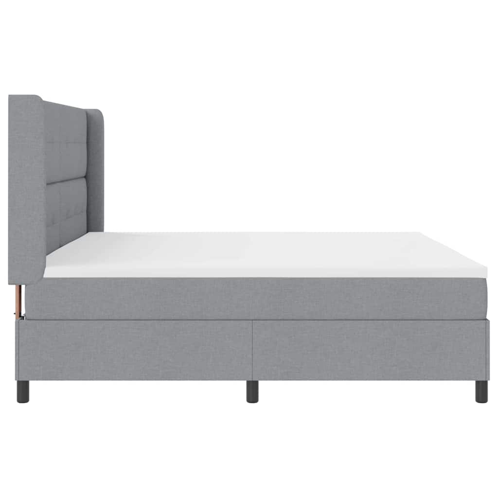 Krevet s opruga kutije Svijetlo siva 200 x 200 cm tkanina