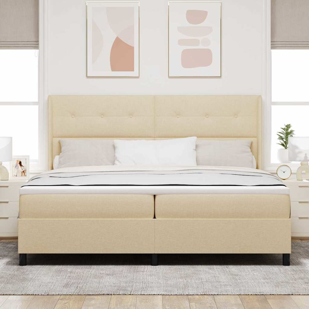 Krevet s opruga kutije s jastukom Krema 200 x 200 cm tkanina