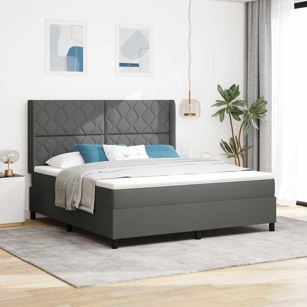 Krevet s opruga kutije Tamno siva 200 x 180 cm tkanina