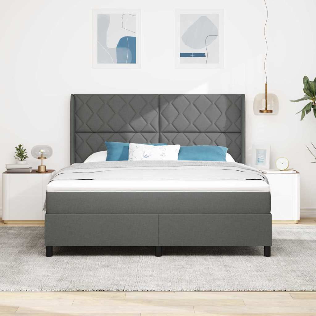 Krevet s opruga kutije Tamno siva 200 x 180 cm tkanina