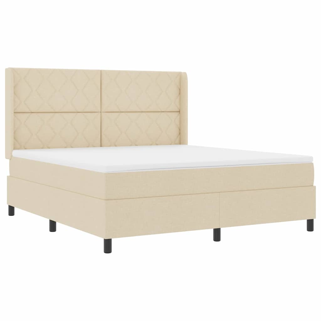 Krevet s opruga kutije s jastukom Krema 200 x 180 cm tkanina