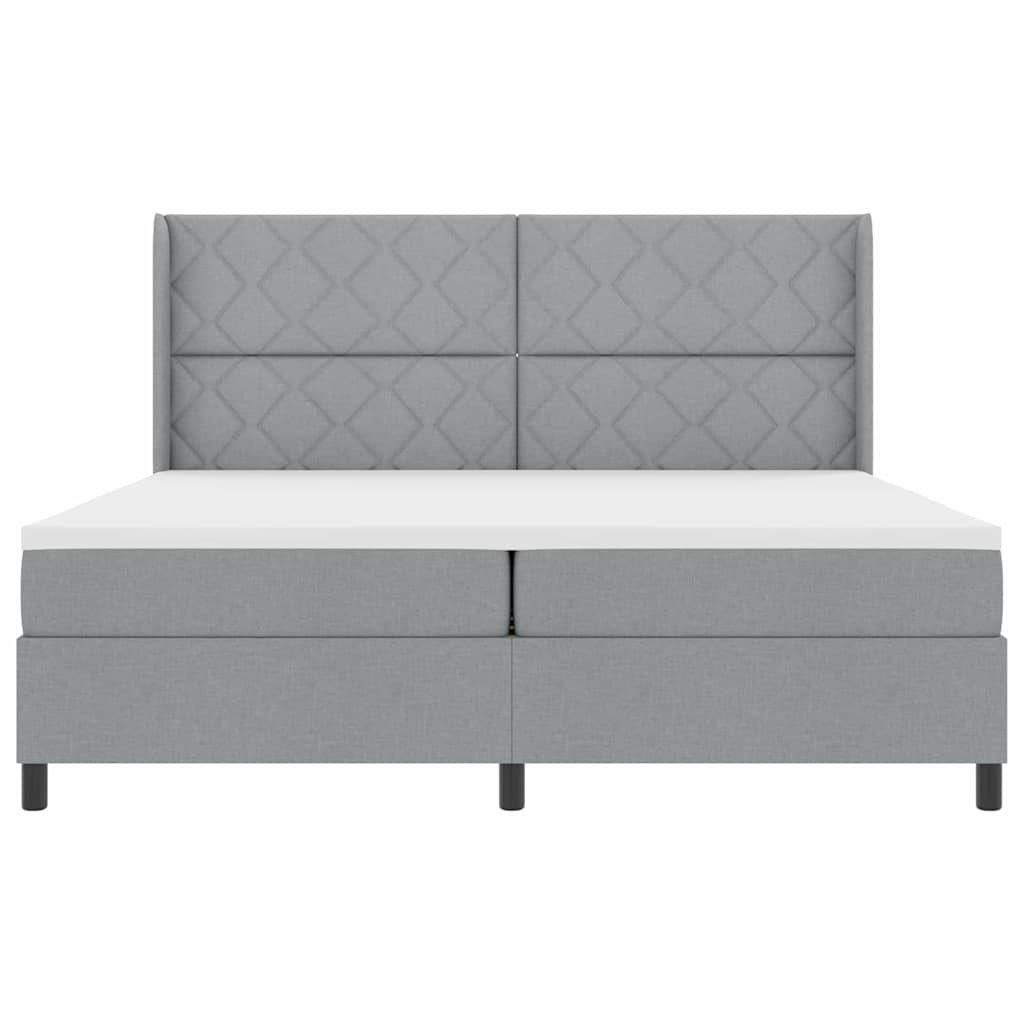 Krevet s opruga kutije Svijetlo siva 200 x 200 cm tkanina