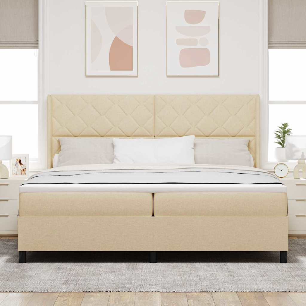 Krevet s opruga kutije s jastukom Krema 200 x 200 cm tkanina