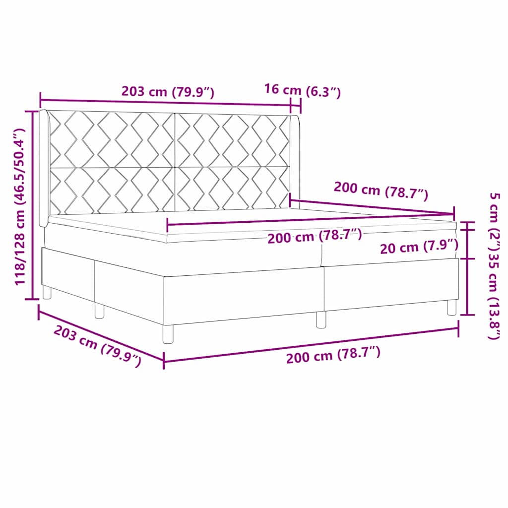 Krevet s opruga kutije s jastukom Krema 200 x 200 cm tkanina