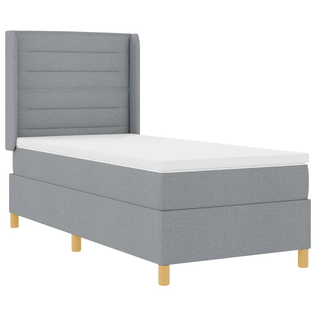 Krevet s opruga kutije Svijetlo siva 90 x 190 cm tkanina