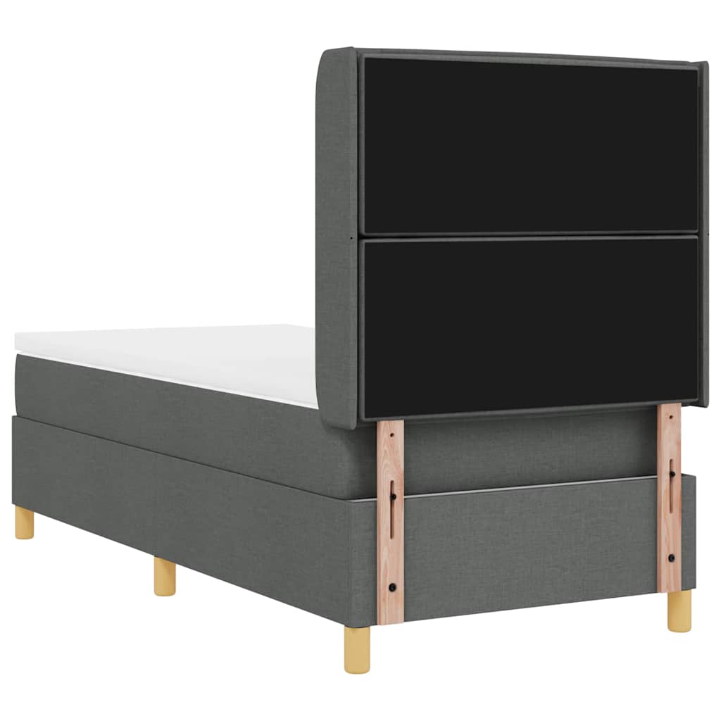 Krevet s opruga kutije Tamno siva 90 x 200 cm tkanina